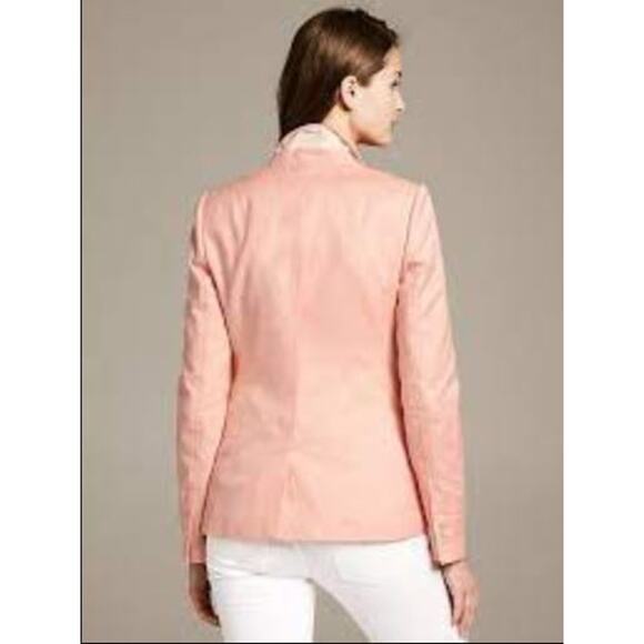 BANANA REPUBLIC‎ Linen Cotton Summer Jacket Corpcore Office Perfect Peach Sz 12 - Picture 2 of 11